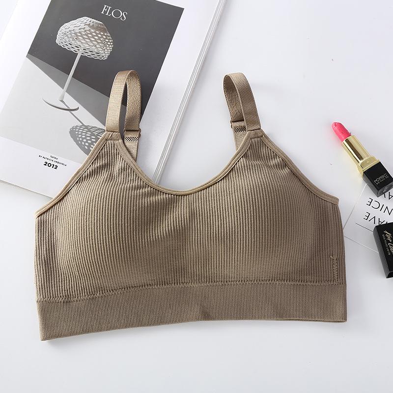 Sutiã de Dormir Bandeau sem Costura Canelado Ursinho de Pelúcia Sem Alças Sem Fio
