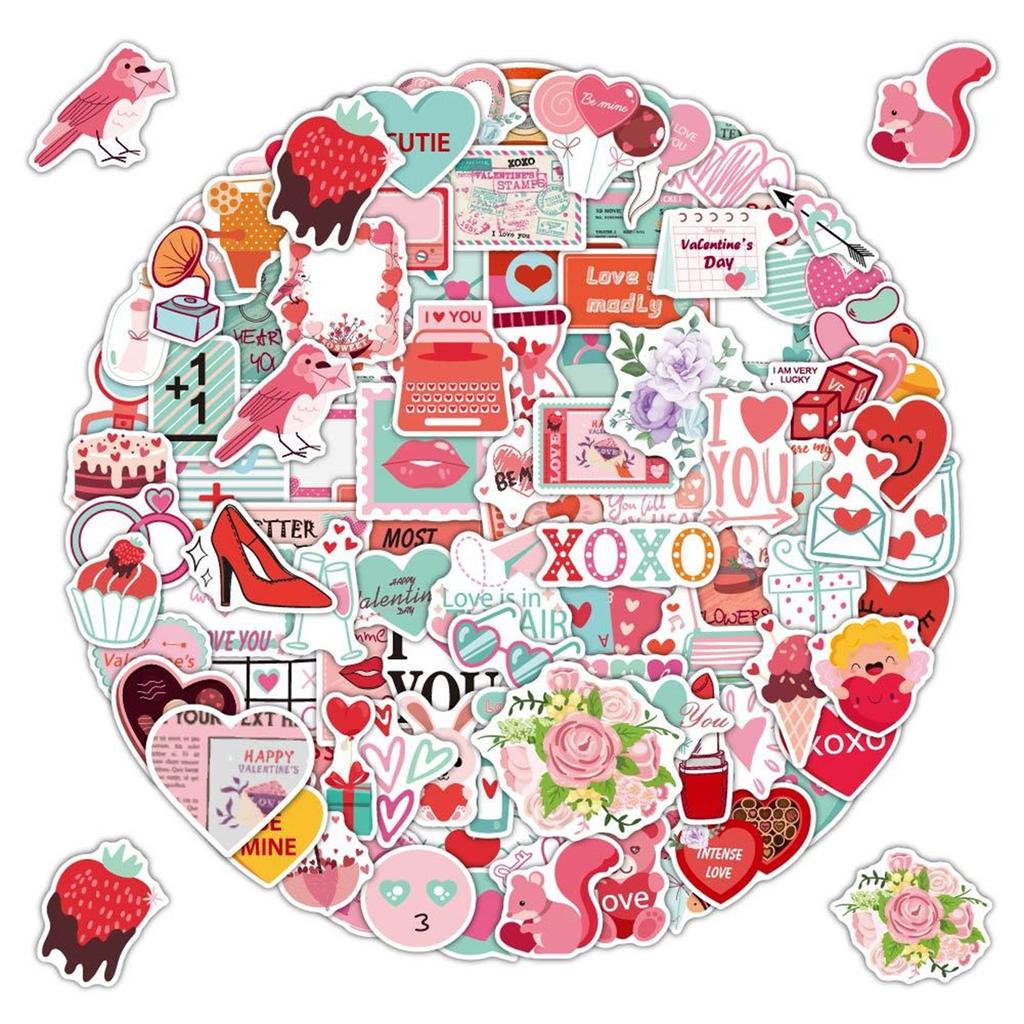 Love Stickers For Scrapbooking, 100 PCS Valentines Stickers For Scrapbook Supplies, Vinyl Stickers For Water Bottles Laptop