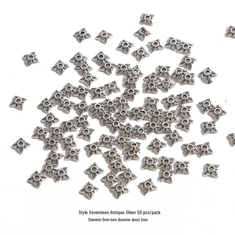 Handmade Antique Silver Flower Spacer Beads for DIY Bracelets & Hair Accessories