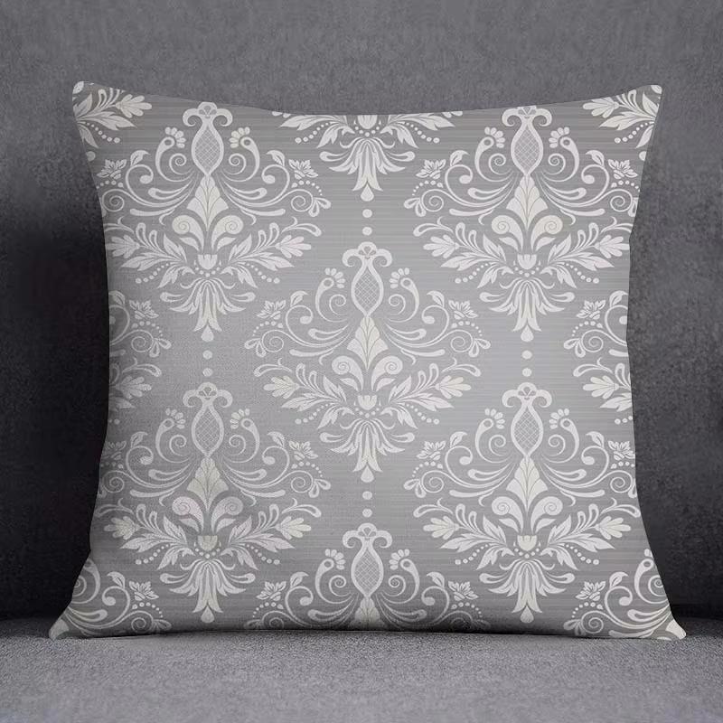 Double Sided Geometric Pillow Cover Minimalist Theme Party Decoration with Gray White Design for Modern Events