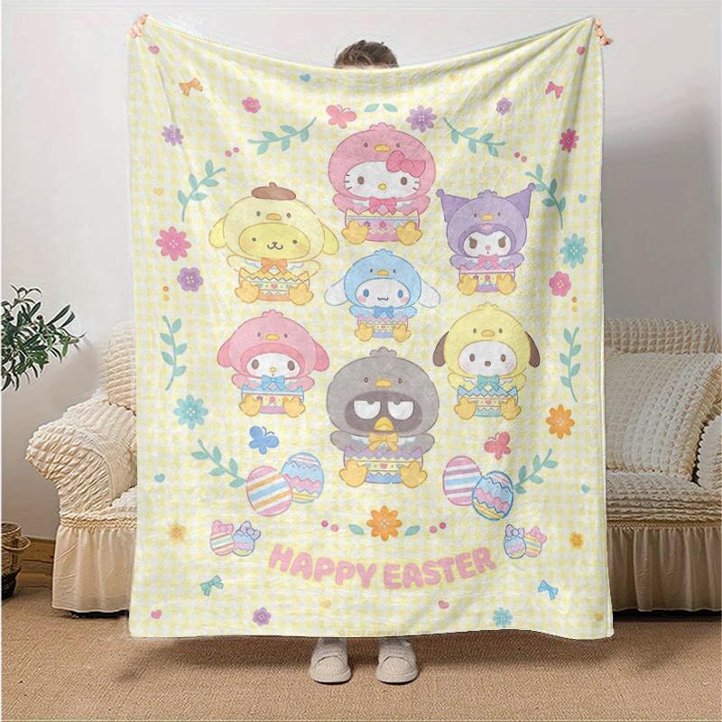 

1pc Festive Celebration Sanrio Characters Blanket, Soft Throw for Home Decor, Gift Idea, All Seasons Use, Living Room, Travel, Camping, Car Blankets, 130x150cm