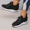 Big Yards Within The High Women's Shoes 2025 Summer New Casual Lace Thick Bottom Slope with Flyknit Mesh Shoes Female