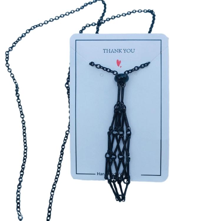 

Adjustable Natural Crystal Cage Necklace Chain Mesh Pendant Necklace Gifts L