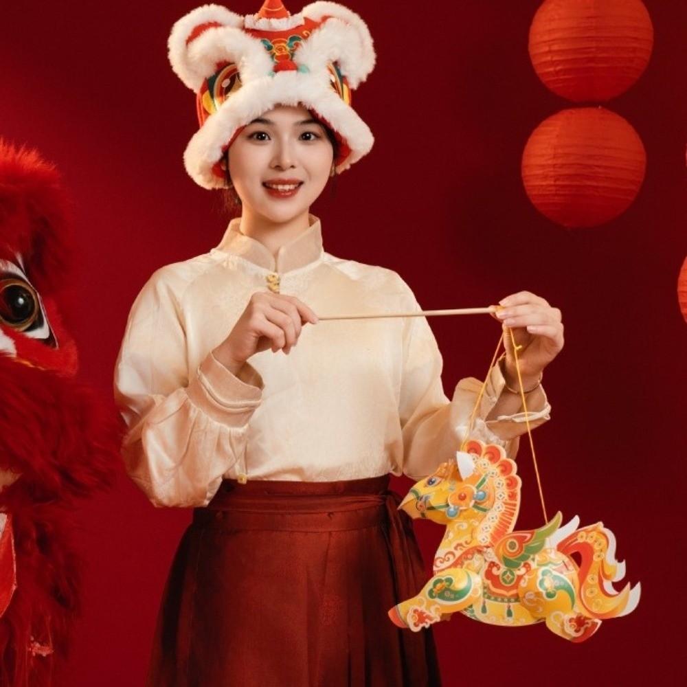 Cartoon Zodiac Horse Lantern Traditional Blessing Lantern Handheld Lantern  Spring Festival