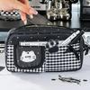 Kawaii Schleife Stern Gitter Federmäppchen Aufbewahrungstasche Tragbar Multifunktional Stifteetui Schreibwaren Organizer Schreibwaren