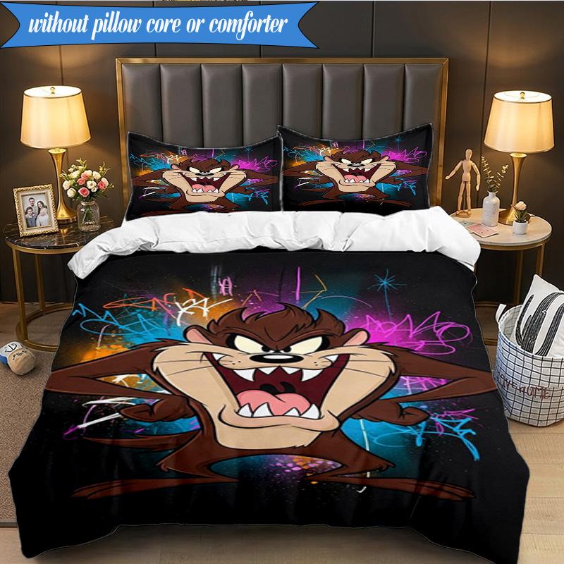 3PCS Tazma-nian Artwork Bedding Set,Including 1pc Duvet Cover And 2pcs Pillowcases Perfect for Bedroom, Dormitory, Fan Christmas gift