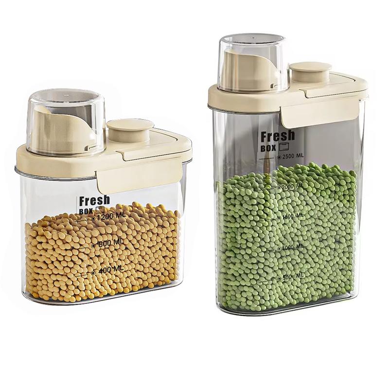 Tragbare, versiegelte Vorratsbehälter sind kleine Haushaltsbehälter zur Aufbewahrung von Lebensmitteln, wie Reis, Sojabohnen und anderen Artikeln.