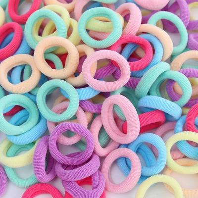 100 Adet Başparmak Saç Halkası Dikişsiz Havlu Halkası Saça Zarar Vermez Yüksek Esneklik Lastik Bant Sevimli Deri Bant Kız Temel Saç Bandı