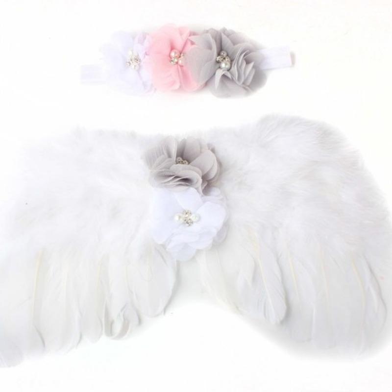 New Baby Angel Wing Set, Children's Photo Props, Wing Headband, Feather Rhinestone Set.