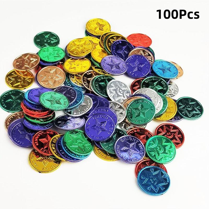 

100Pcs Simulation Plastic Gold Coins Props Pirates Gold Coins Game Accessary Funny Playing Toys For Kids Children S Gift