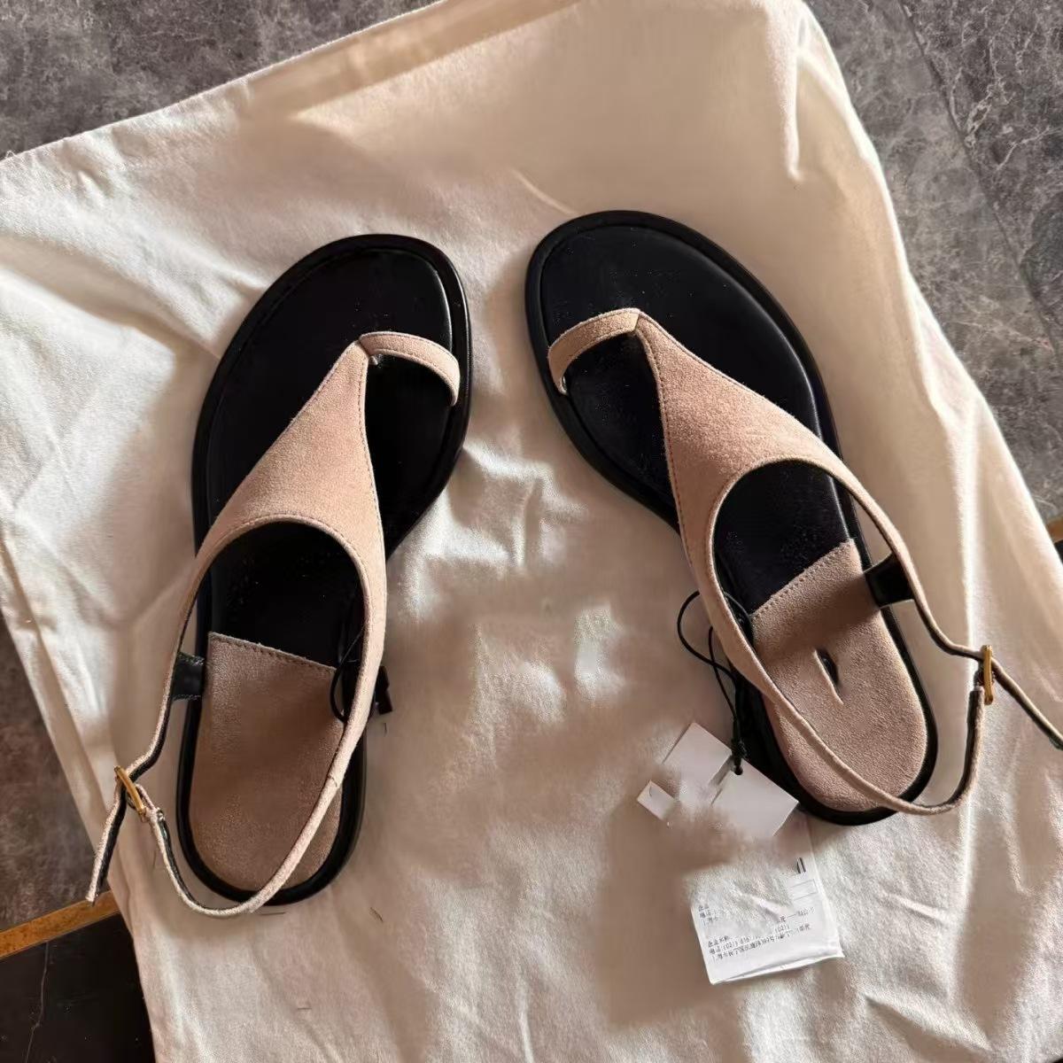 

Версия из коровьей кожи, коровья кожа, покрытие носка, сандалии-елочки, женская летняя обувь, матовый вельвет, плоская подошва, женские тапочки 40 хаки