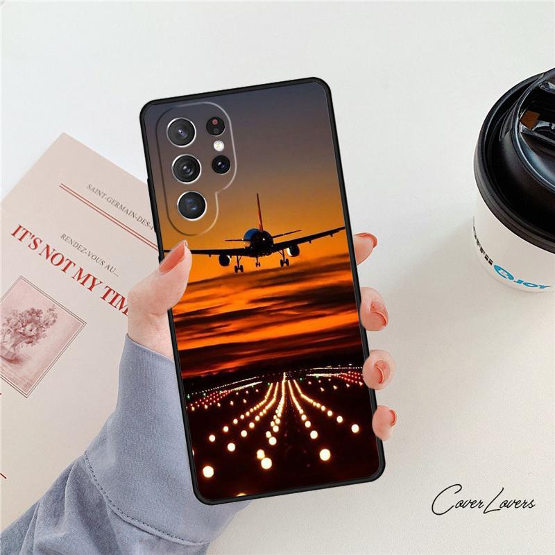 Aircraft Airplane Fly Travel phone case For Samsung Galaxy S24 S25 S23 S22 Ultra Note 10 20 Plus S20 S21 FE Cover