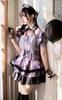 Cosplay Nurse Maid Waitress Housekeeper Check Purple Purple Gray Black Black Gray Frill Costume Disguise Marie Moon 7 Piece Set 10232 [Malymoon]