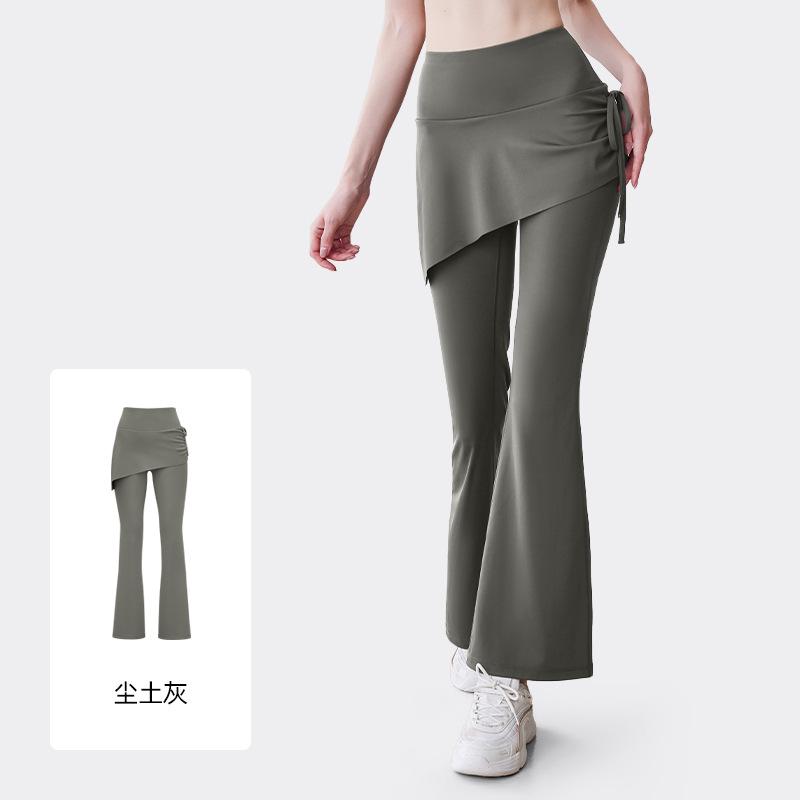 New Wrinkled Flared Culottes Fake Two-piece micro-La Pilates High-waisted Hip-lifting Yoga Pants