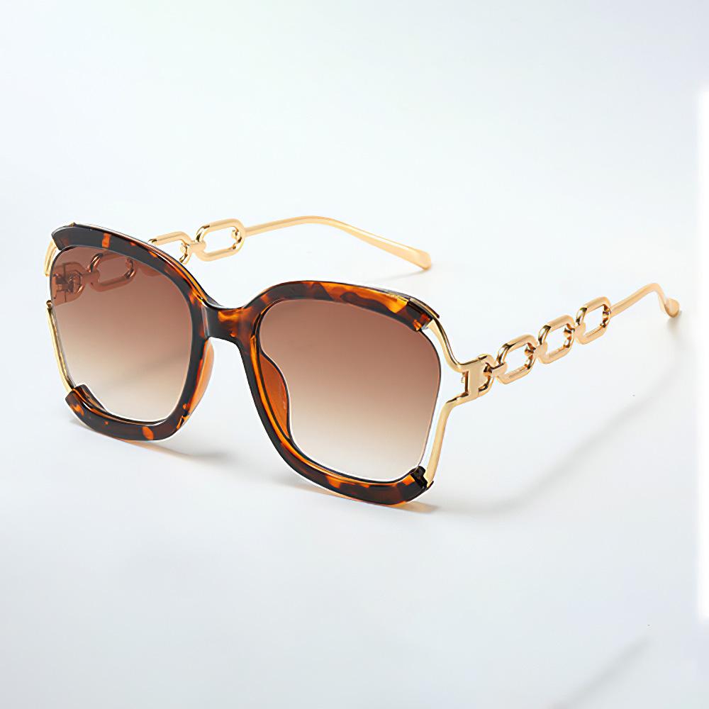 New Fashionable Sunglasses Women Gradient Lenses Golden Chain Decoration Unique Design Stylish Glasses for Women