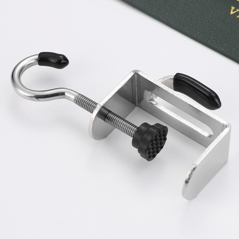 Stainless Steel Double Hook Removable Desk Hook for Backpacks - Side Mount for Student Desk, or Dormitory