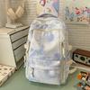 Schoolbag fashion casual backpack new tie-dye trend backpack Korean version large-capacity middle school student schoolbag make-up bag
