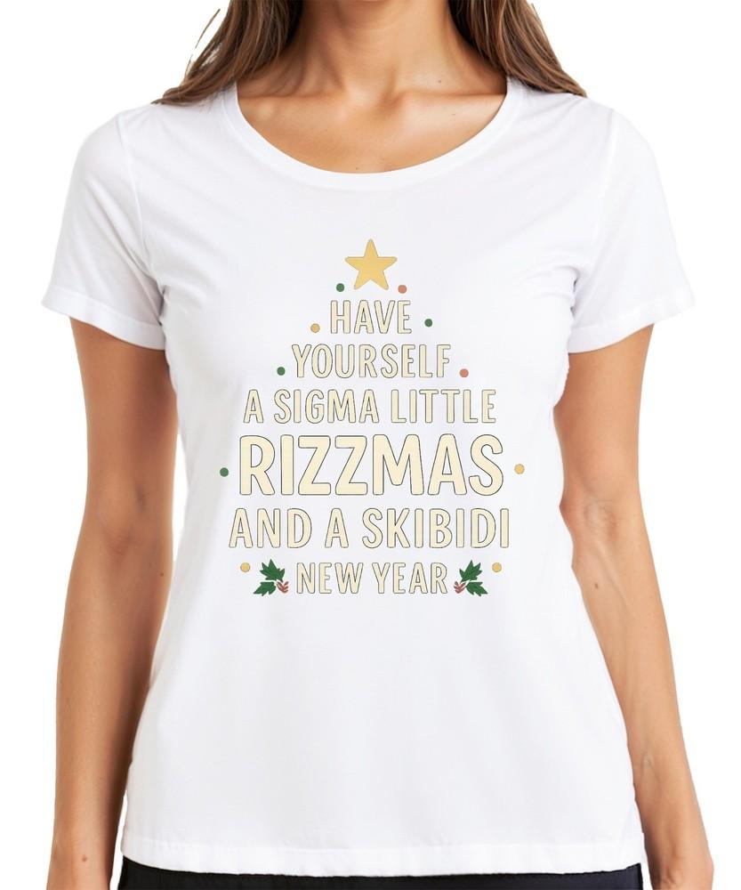 Have Yourself A Sigma Rizzmas Skibidi Funny Christmas New Year Ladies TShirt