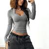 Women's Fashion Comfortable Slim-fit V-neck Long-sleeve Top
