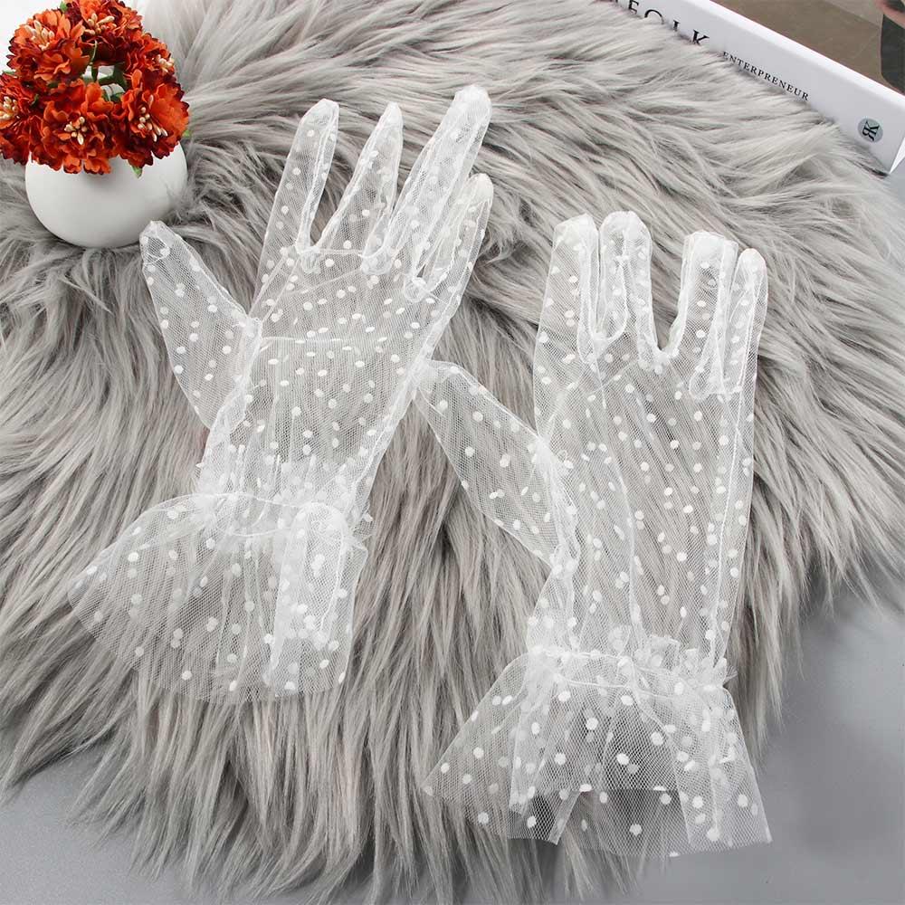 Stretchy Sunscreen Full Finger Flexible Accessories Spots Gloves Tulle Gloves Lace Mittens Spots