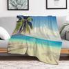 Palm Tree by the Calm Beach Throw Blanket Decorative Soft Throw Blanket for Couch Sofa