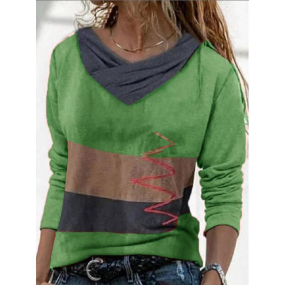 

HNXC Женская мода повседневные осенне-зимние блузки и рубашки с длинным рукавом и V-образным вырезом S зелёный