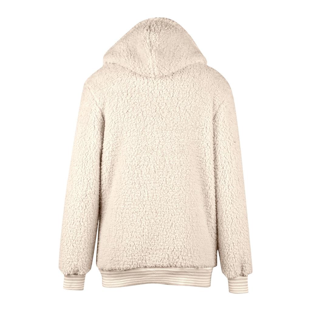 Women's Long Sleeve Hooded Zipper Solid Color Loose Foam Warm Coat Winter