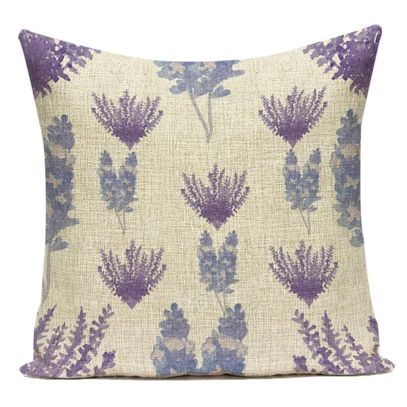 Decorative Throw Pillows Case Purple Plant Flower Lavender Polyester Pillow Cushion Cover For Living Room Sofa Car Home Decor