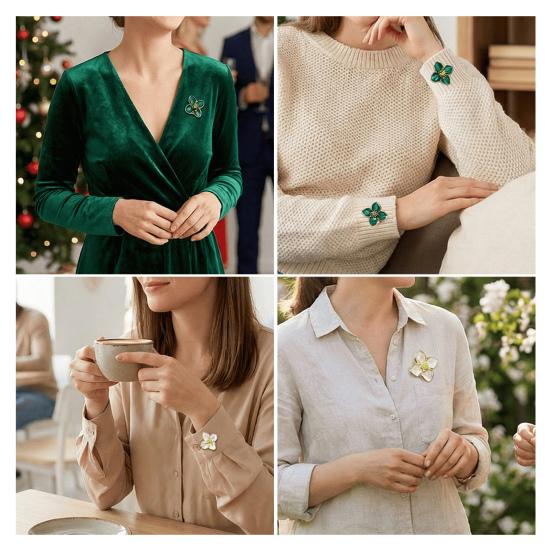 Blumenknopf-Abdeckung Damen Blumiger Knopf-Clip-Abdeckung Abnehmbar Dekorativ Ohne-Nähen Knopf-Abdeckung für Hemden Blusen Knöpfe