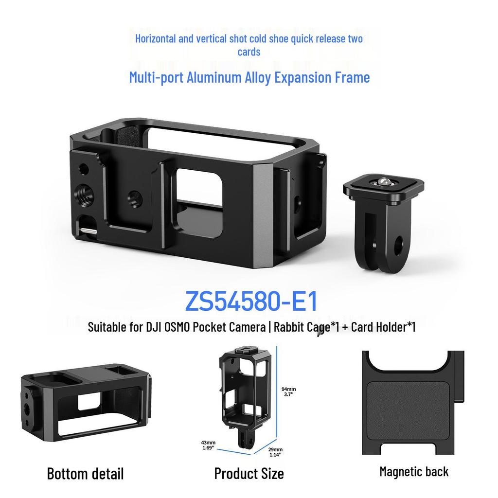 Osmo Nano Metal Frame Mounting Cage for Vertical/Horizontal Shooting with Cold Shoe and Magnetic Adapter
