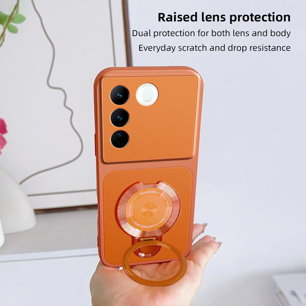 For Vivo S16 S16 Pro Case Vivo V27 V27 Pro Cover Vivo S16e Vivo V27e leather Case Magnetic Bracket Magsafe Holder Stand Cover