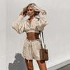 2026 Cotton Linen Set Womens Casual Street Style Short Shirt Shorts Two Piece Outfit