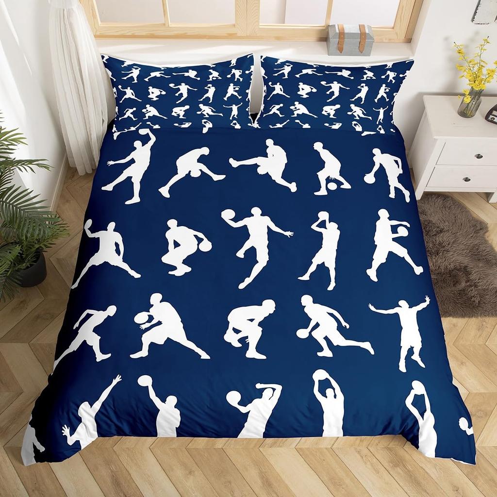 Basketball Bedding Set Twin Size Kids Basketball Player Comforter Cover Teens Ball Gaming Duvet Cover Sports Themed Quilt Cover