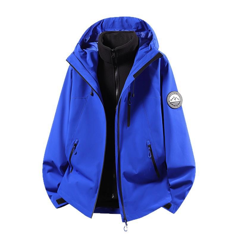 Men Women 3-in-1 Waterproof Windproof Hiking Jacket With Fleece Inner Layer Winter Outdoor Mountaineering