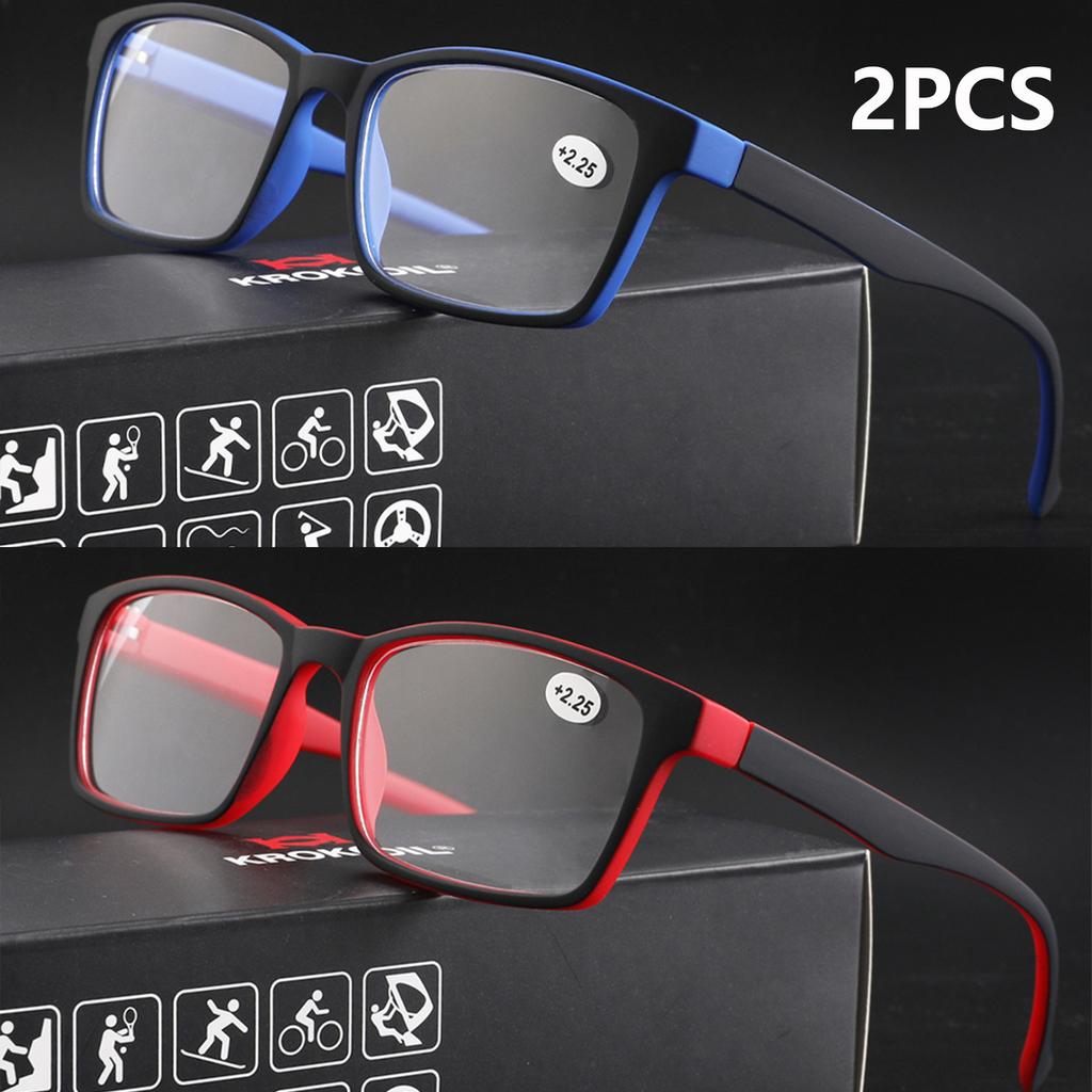 2PCS Reading Glasses For Men And Women Spring Hinge Eyeglasses Blue Light Blocking Eyewear HD Lenses Comfortable Wearing