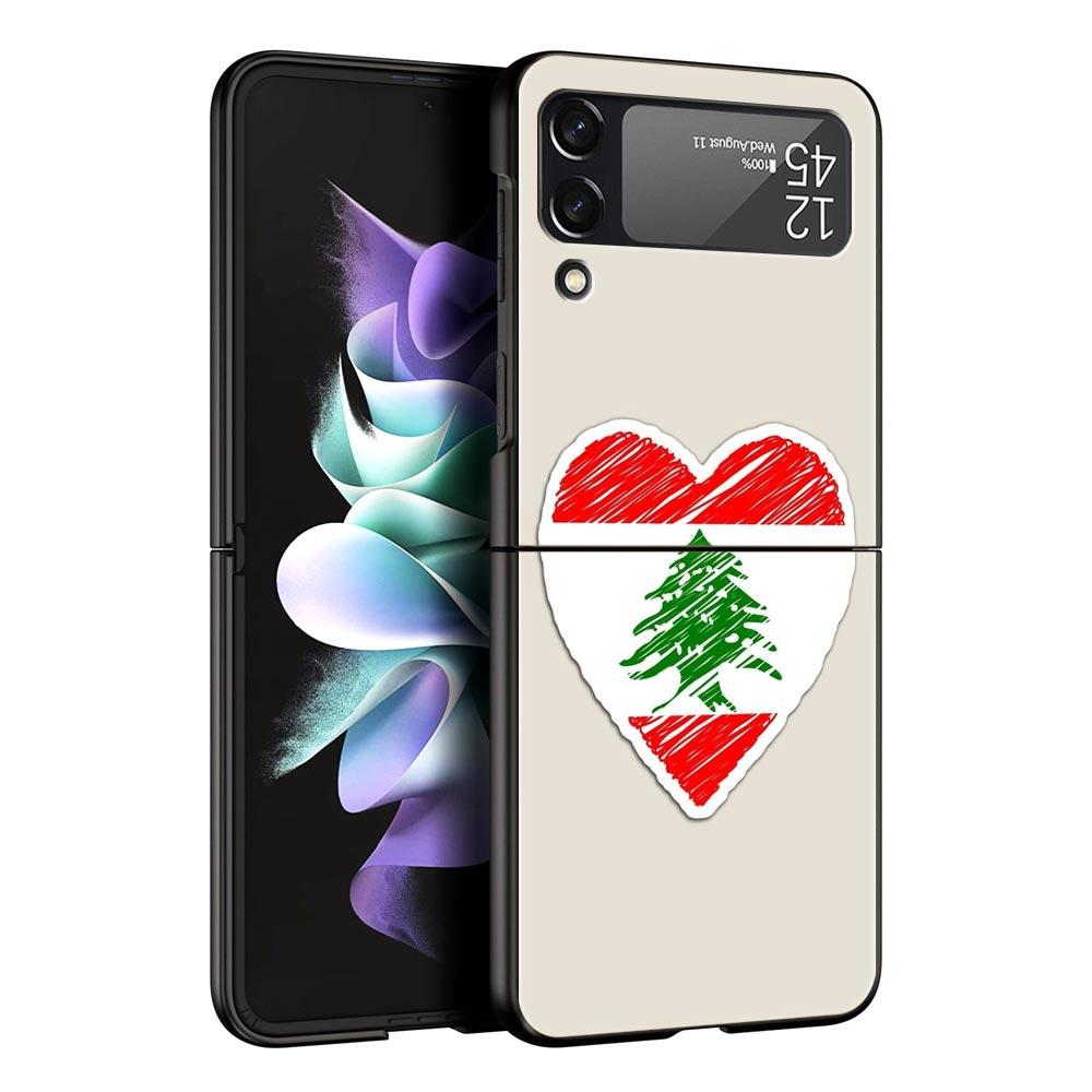 

Phone Case for Samsung Galaxy Z Flip 3 4 5 6 7 Folding Black Shell For Samsung Z Flip4 Flip5 PC Hard Cover Lebanon Passport Galaxy Z Flip5