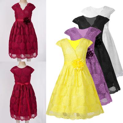 Flower Girl Dress Kids Girls Lace Princess Wedding Bridesmaid Dress Formal Evening Prom Gown Children Dresses
