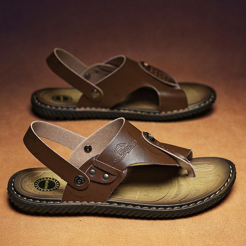 2025 New Summer Men's 2668 Large Size Sandals Trendy Men's Foot-pinching Herringbone Beach Shoes Men's Cool Slippers