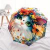 1pc Cat Artwork Ideas Design Fully Automatic Folding Portable Umbrella, 8 Iron Frames, Three-Fold Design, Suitable for All Seasons, Suitable for