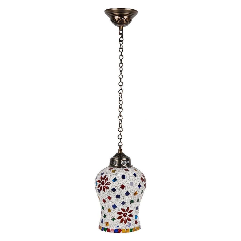 Multicolored Glass Mosaic Pendant Hanging Lamp - 50W, Handcrafted Home Lighting Fixture (Pack of 1)