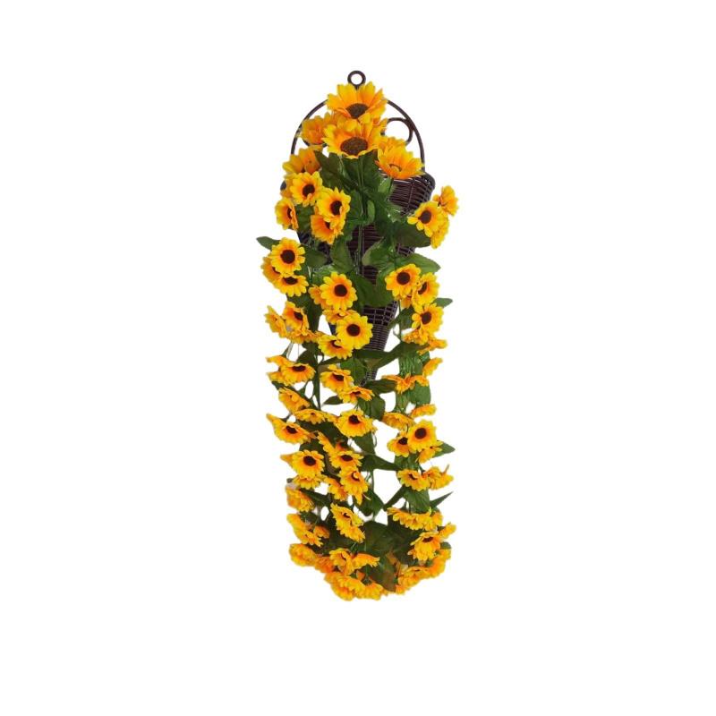 One Sunflower Vine Rattan Hanging Flower Fake Flower for Wall Home Party Wedding Floral Decoration
