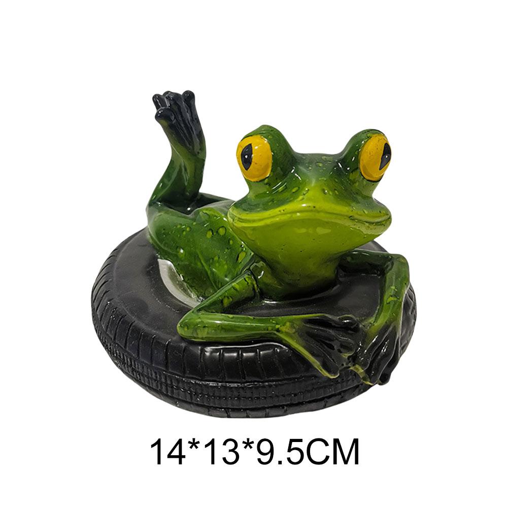 Resin Garden Ornaments Frog Statue Water Floating with Frog Ornament Animal Gardening Gifts for Patio Balcony Yard Ornament