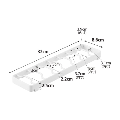 Yamazaki Tower Bowl Stand, Large, White, W32 x D11 x H2.5cm, for Standing Storage in Drawers and Cupboards, Model 1373