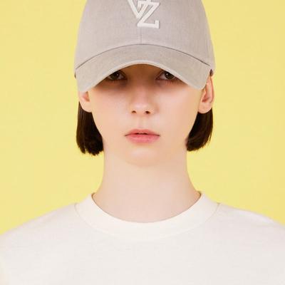 VARZAR Monogram Applique Overfit Washed Ball Cap Beige