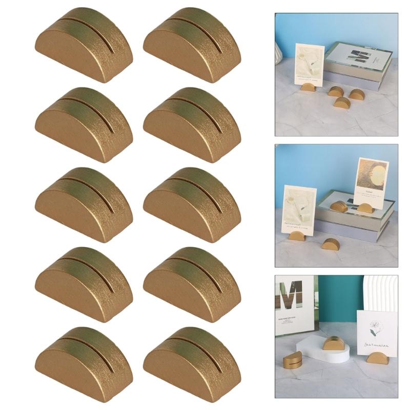 10 Peças Suporte Multifuncional para Cartão de Visita de Negócios Suporte de Número de Mesa de Madeira Suporte Semi Circular para Recados Notas Fotos para Casamento