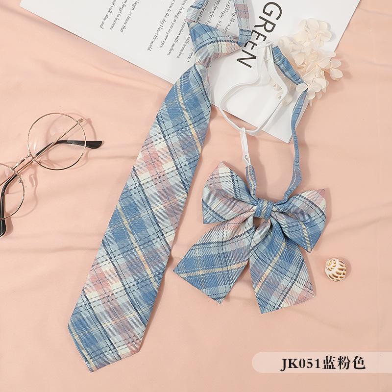 Jkdk Japanese Korean Version Of Striped College Style Red Cyan Gray Blue Shirt Men'S And Women'S Accessories Free Tie Tie Set