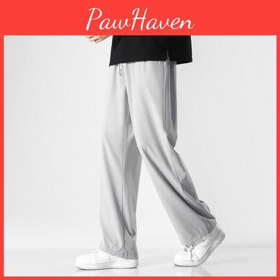 Calças Jogger de Seda Gelada de Verão para Homem Com Micro Elasticidade para Uso Casual Juvenil