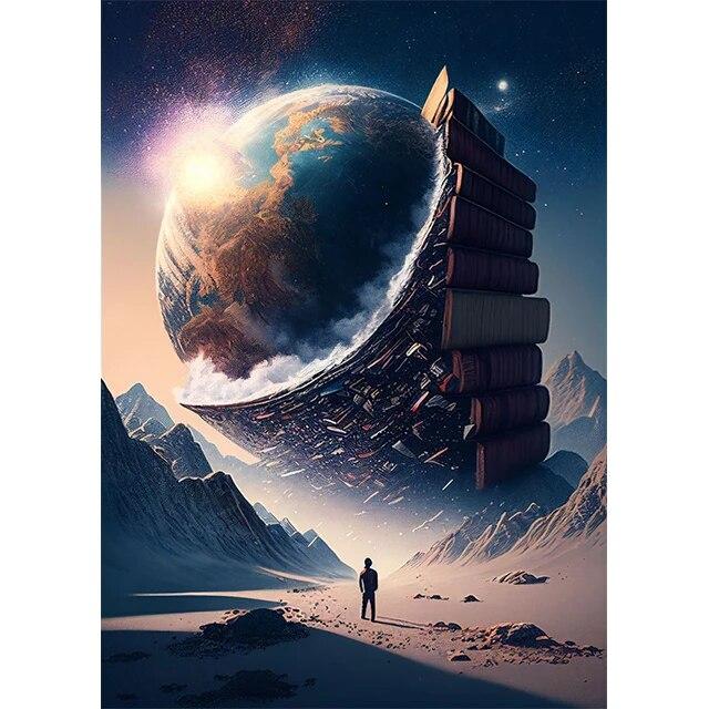 Abstract Fantasy Adventure In A Book Prints Poster Canvas Painting Modern Wall Art Pictures For Living Room Bedroom Home Decor No Frame