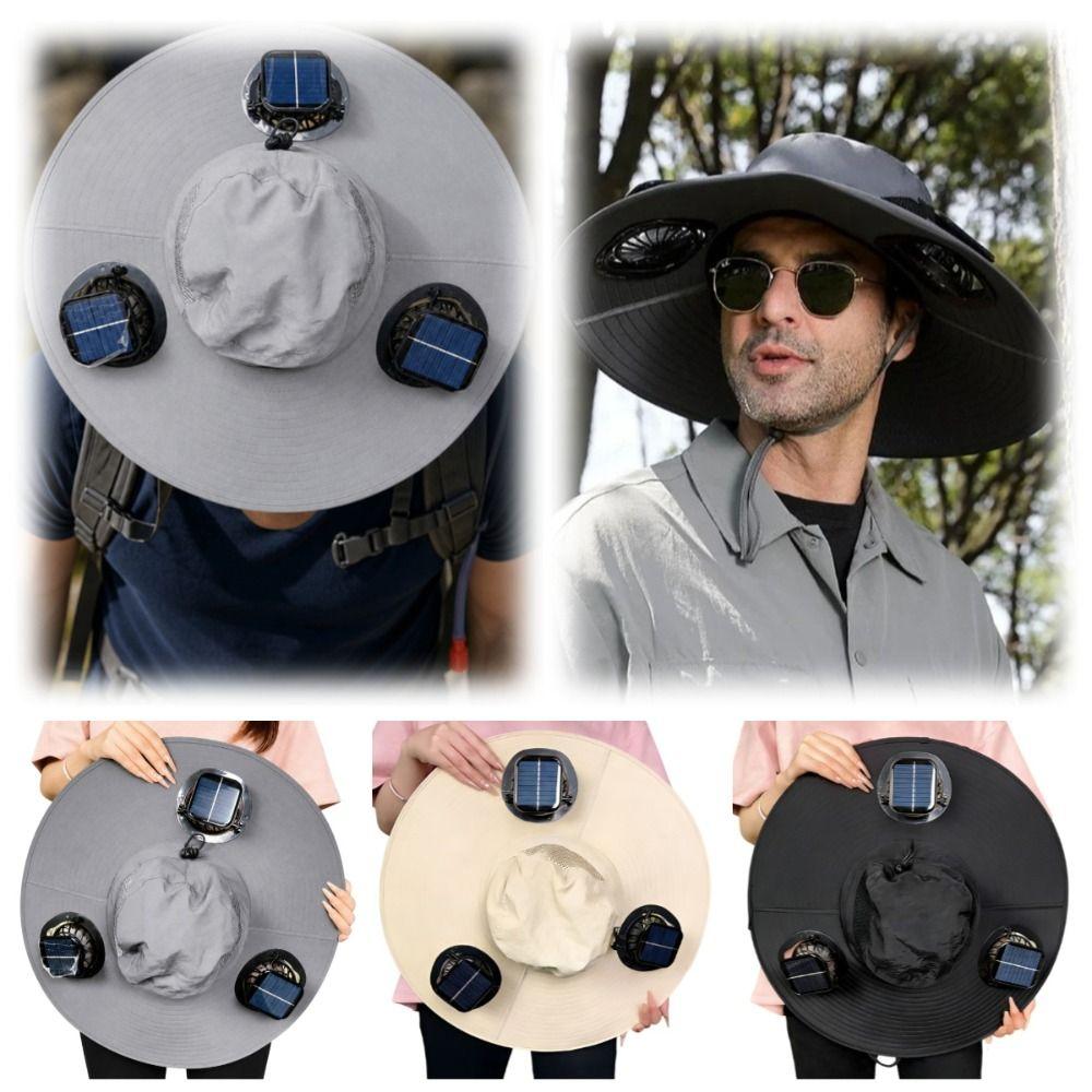 UV Protection Summer Fan Visor Cap Breathable Fishing Bucket Hat Solar Fan Hat Hiking