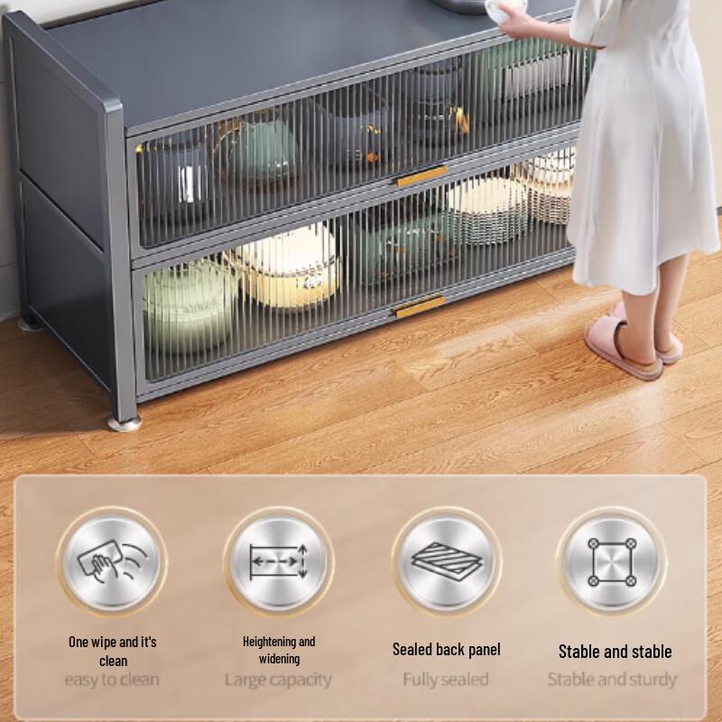Modern Steel-Wood Kitchen Storage Cabinet